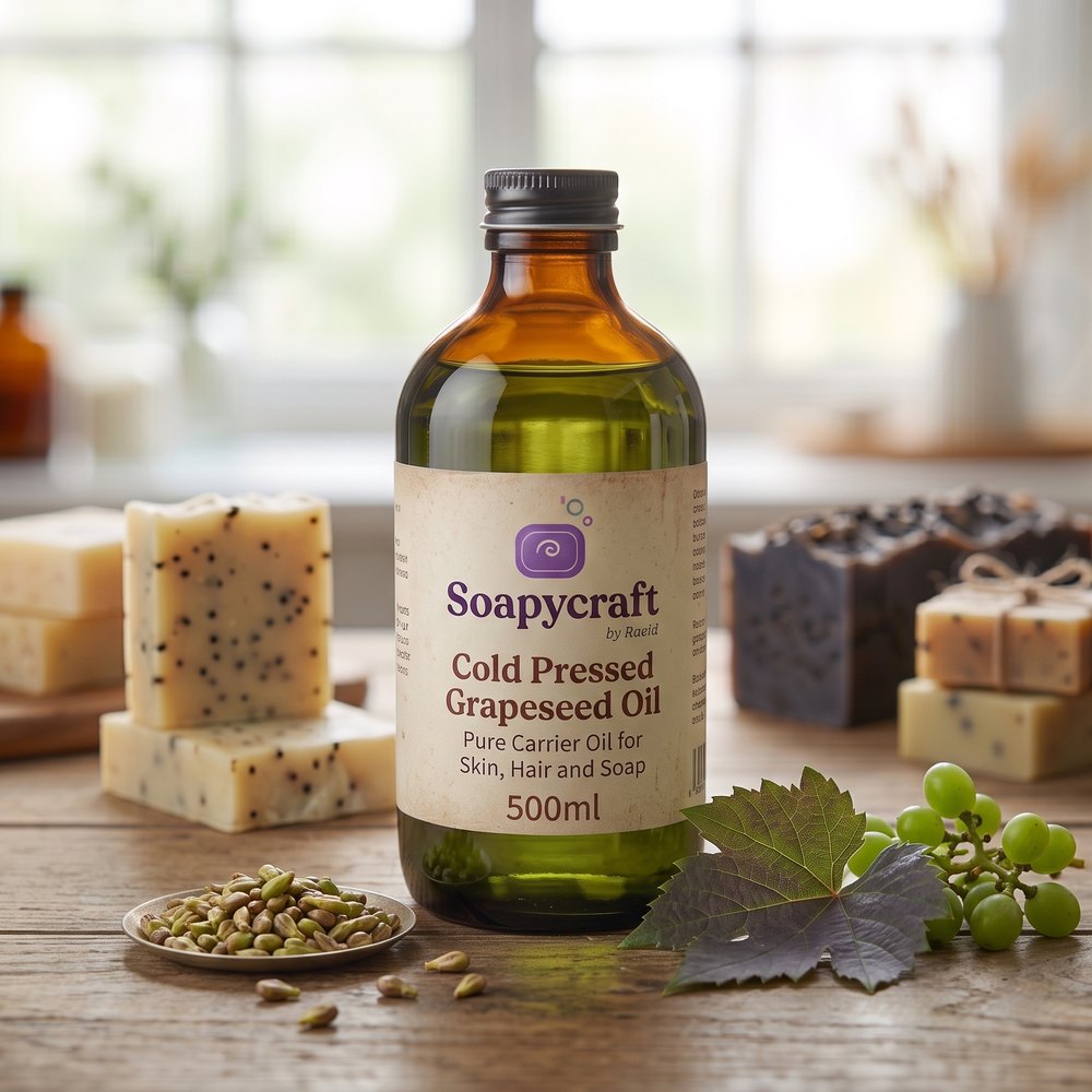 Cold Pressed Grapeseed Oil - Pure Carrier Oil for Skin, Hair and Soap - buy online at Soapycraft