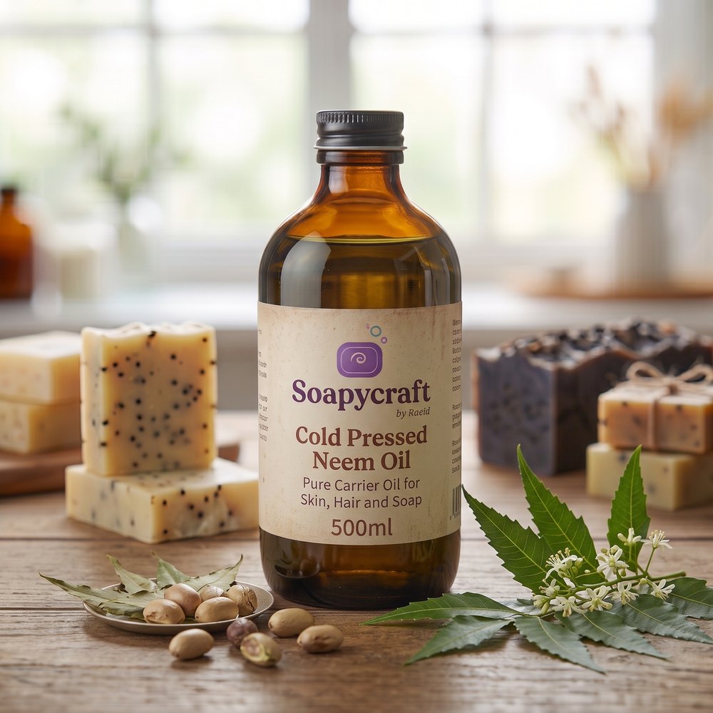 Cold Pressed Neem Oil - Pure Carrier Oil for Skin, Hair and Soap - buy online at Soapycraft