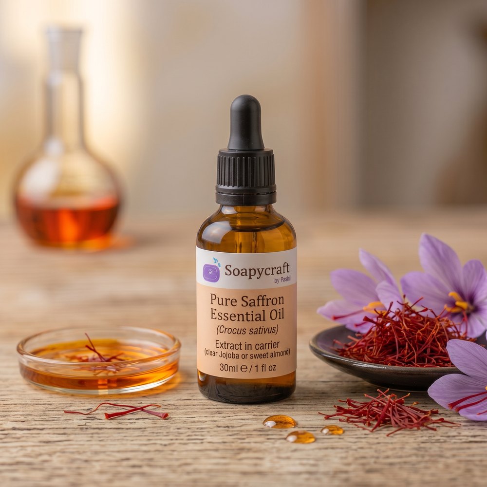 Pure Saffron Essential Oil (Crocus sativus) - Extract in carrier - buy online at Soapycraft