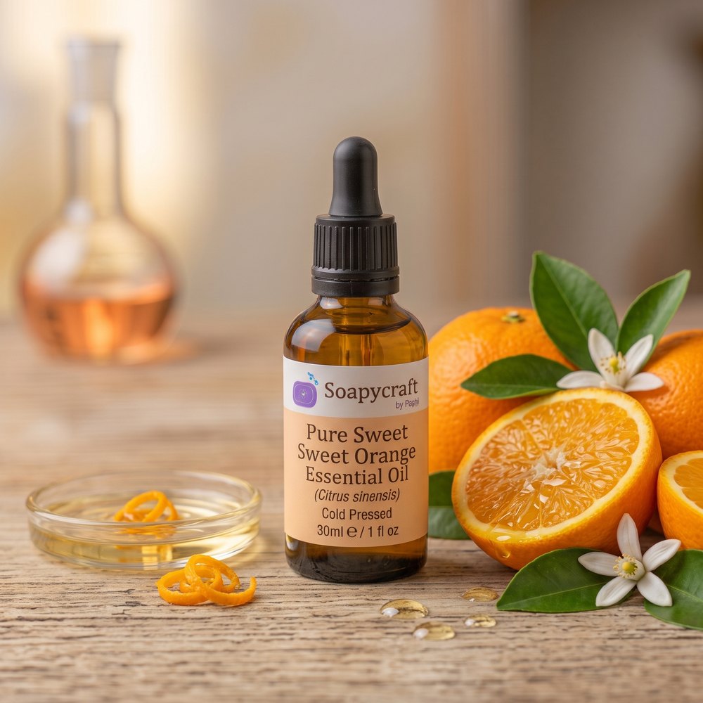 Pure Sweet Orange Essential Oil (Citrus sinensis) - Cold pressed - buy online at Soapycraft