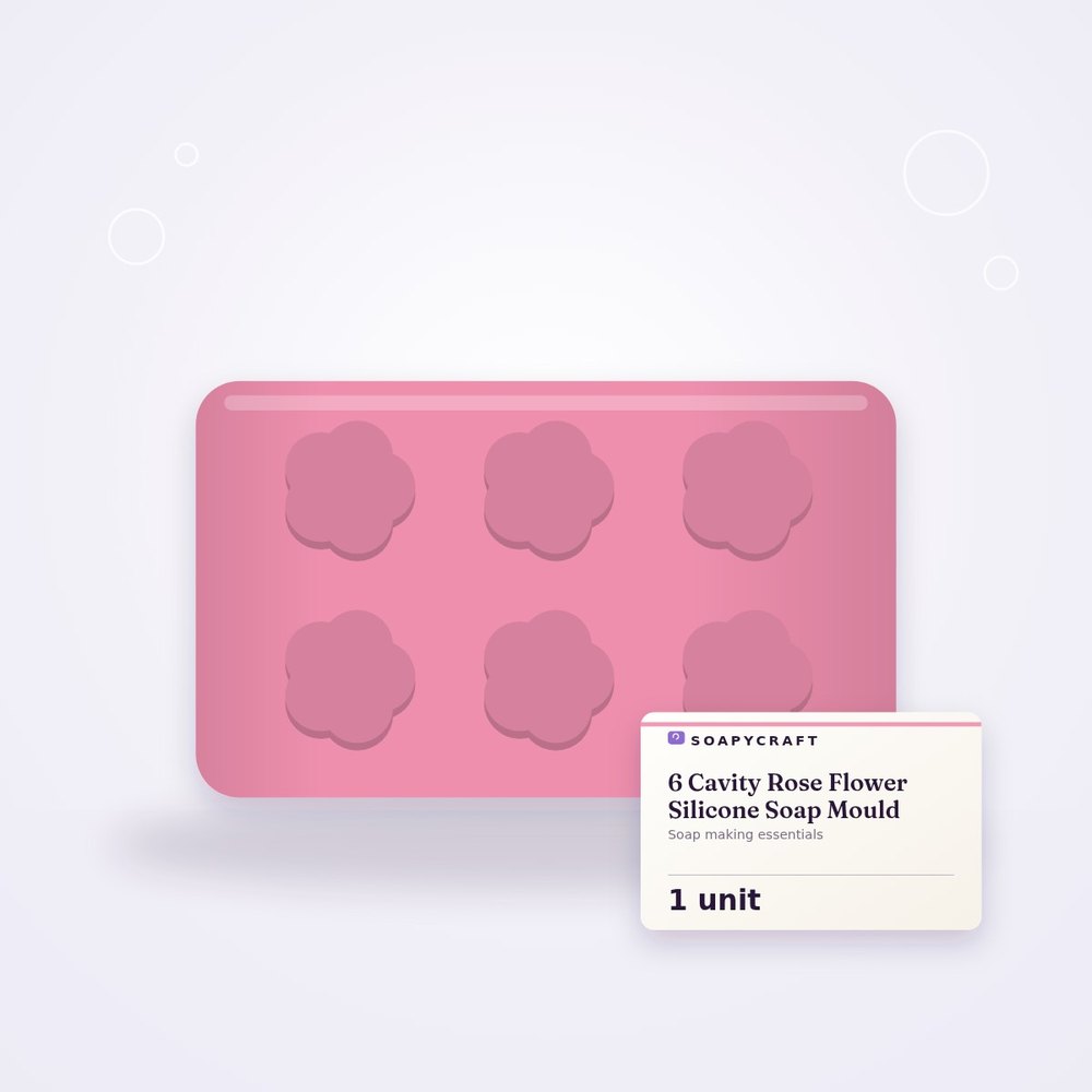 6 Cavity Rose Flower Silicone Soap Mould - buy online at Soapycraft